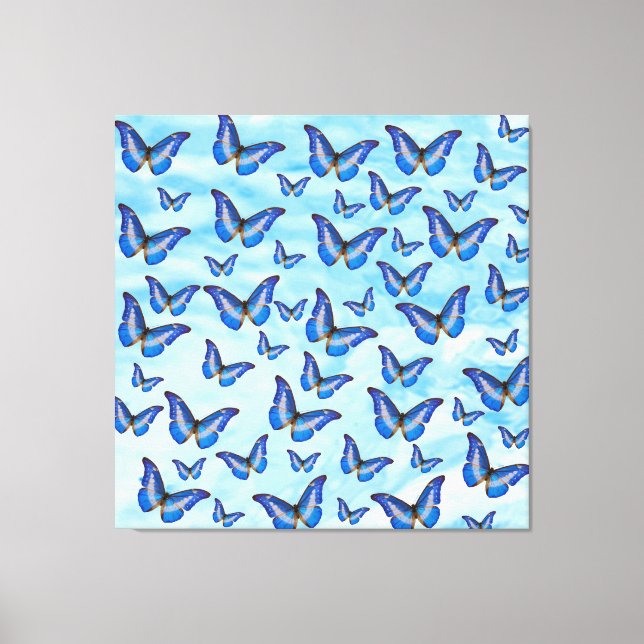 Impresión en lienzo de mariposas azules (Anverso)
