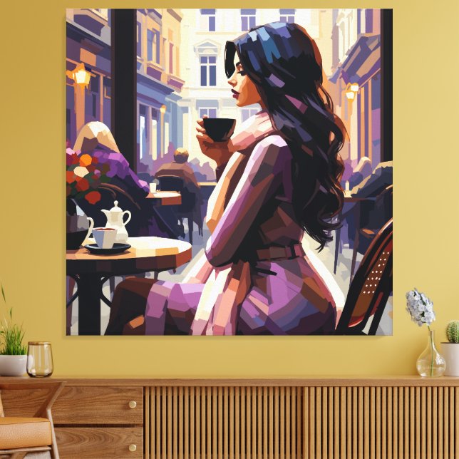 Impresión en lienzo de mujer de café boho (Insitu (Sala de estar))
