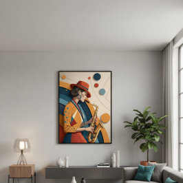 Impresión en lienzo de mujer de jazz abstracto ele
