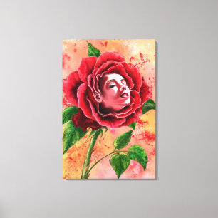 Impresión en lienzo de mujer de rosa