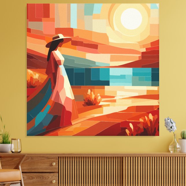 Impresión en lienzo de mujer del desierto boho abs (Insitu (Sala de estar))