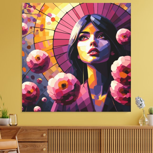 Impresión en lienzo de mujer floral (Insitu (Sala de estar))