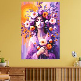 Impresión en lienzo de mujer floral boho