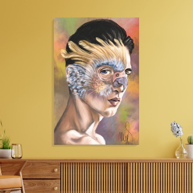 Impresión en lienzo de mujer loro (Insitu (Sala de estar))