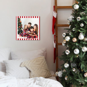 Impresión en lienzo de Navidad con rayas clásicas
