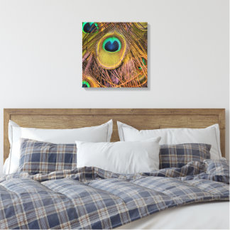 Impresión en lienzo de ojos de pluma de pavo real