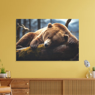 IMPRESIÓN EN LIENZO DE OSO GRIzzly DORMIDO ESTIRAD