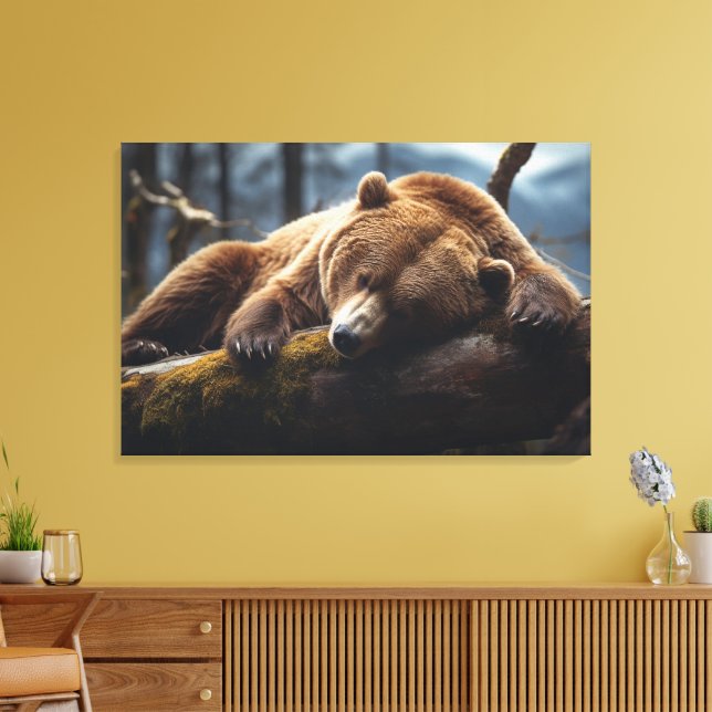 IMPRESIÓN EN LIENZO DE OSO GRIzzly DORMIDO ESTIRAD (Insitu (Sala de estar))