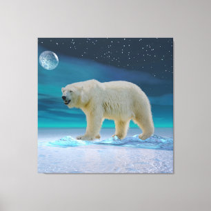 Impresión en lienzo de oso polar a la luz de la lu