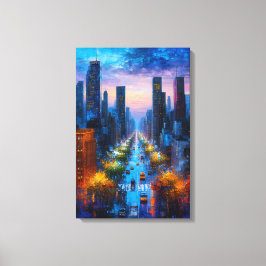 Impresión en lienzo de paisaje urbano nocturno vib