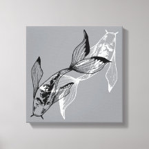 Impresión en lienzo de pez koi Yin Yang minimalist