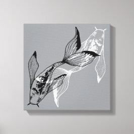 Impresión en lienzo de pez koi Yin Yang minimalist