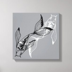 Impresión en lienzo de pez koi Yin Yang minimalist