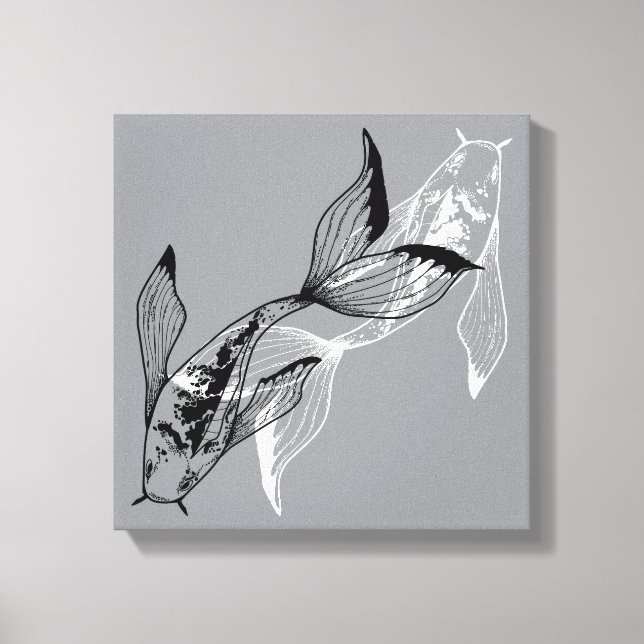 Impresión en lienzo de pez koi Yin Yang minimalist (Anverso)