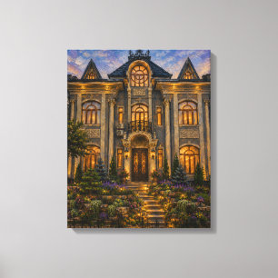 Impresión en lienzo de pintura al óleo de casa ado