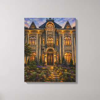 Impresión en lienzo de pintura al óleo de casa ado