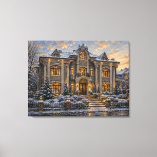 Impresión en lienzo de pintura al óleo de mansión 