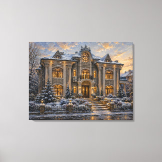 Impresión en lienzo de pintura al óleo de mansión