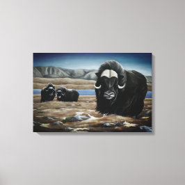 Impresión en lienzo de pintura de buey almizclero