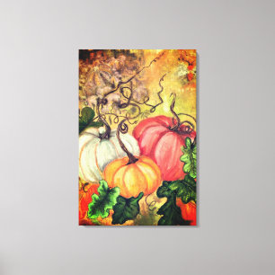 Impresión en lienzo de pintura de calabazas en acu
