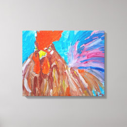 Impresión en lienzo de pintura de gallo colorido y