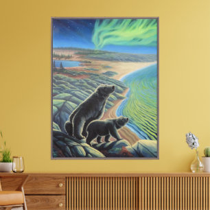Impresión en lienzo de pintura de oso polar