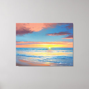 Impresión en lienzo de pintura de puesta de sol en