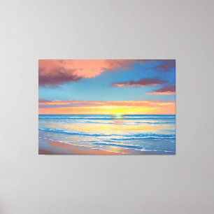 Impresión en lienzo de pintura de puesta de sol en