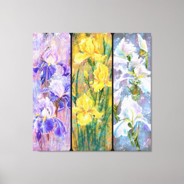 Impresión en lienzo de pintura de tres iris de col (Anverso)