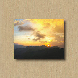 Impresión en lienzo de puesta de sol, montañas y n