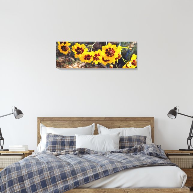 Impresión en lienzo de ramo floral dorado (Insitu(Dormitorio))