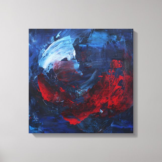 Impresión en lienzo de remolino abstracto rojo y a (Anverso)