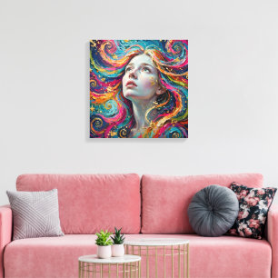 Impresión en lienzo de retrato de mujer bajo la es