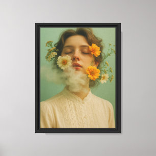 Impresión en lienzo de retrato floral soñador