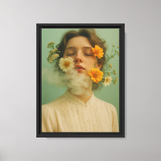 Impresión en lienzo de retrato floral soñador