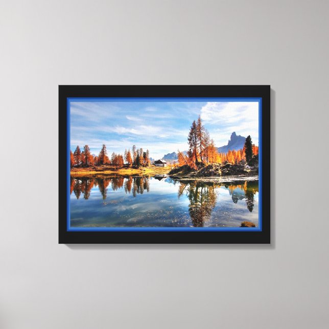 Impresión en lienzo de río en paisaje de otoño (Anverso)