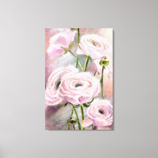 Impresión en lienzo de rosa rosa - Pintura (Anverso)