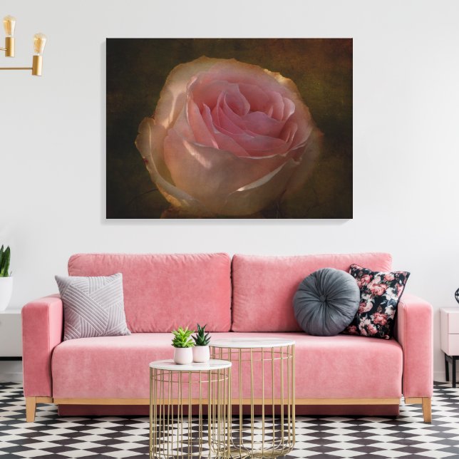 Impresión en lienzo de rosa rosa texturizada (Insitu (Sala de estar))