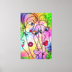 Impresión en lienzo de rostros abstractos - Pintur