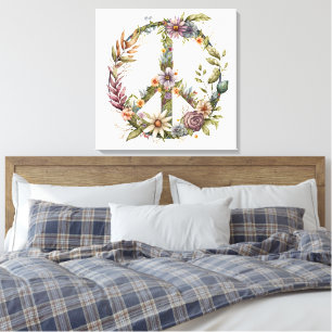 Impresión en lienzo de signo de paz boho hippie 60