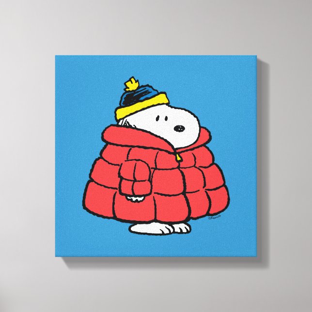 Impresión en lienzo de Snoopy invierno con abrigo  (Anverso)