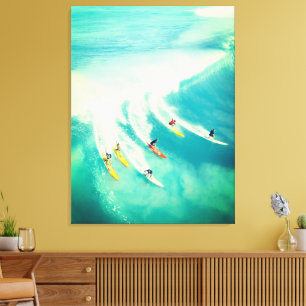 Impresión en lienzo de surfistas surfeando ola de