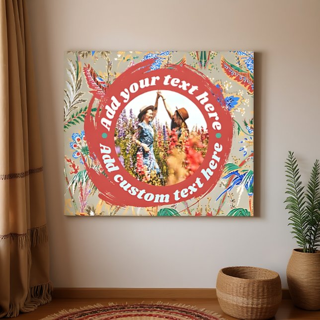 Impresión en lienzo de texto de foto personalizada (Custom Photo Text Canvas Print Fully Editable Large Wall Art Gift)