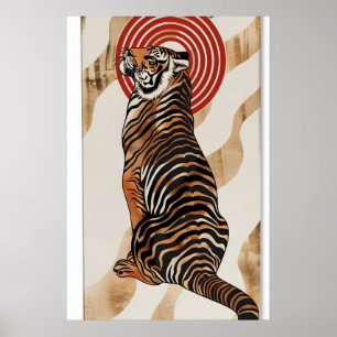 Impresión en lienzo de tigre japonés Arte de pared
