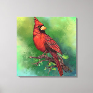 Impresión en lienzo del cardenal rojo del norte
