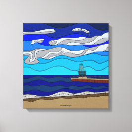 Impresión en lienzo del lago Michigan (16"x16")