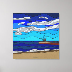 Impresión en lienzo del lago Michigan (40"x40")