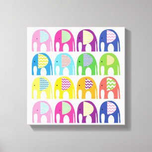 Impresión en lienzo - Elefantes multicolores