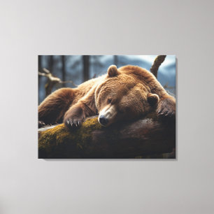 IMPRESIÓN EN LIENZO ENVUELTO DE OSO GRIZZLY DURMIE