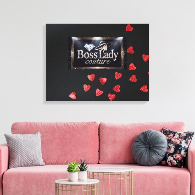 Impresión en lienzo estirado de Corazones de Jefa (Insitu (Sala de estar))